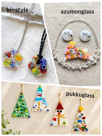 ベネチアンガラス等で作ったアクセサリーや小物販売